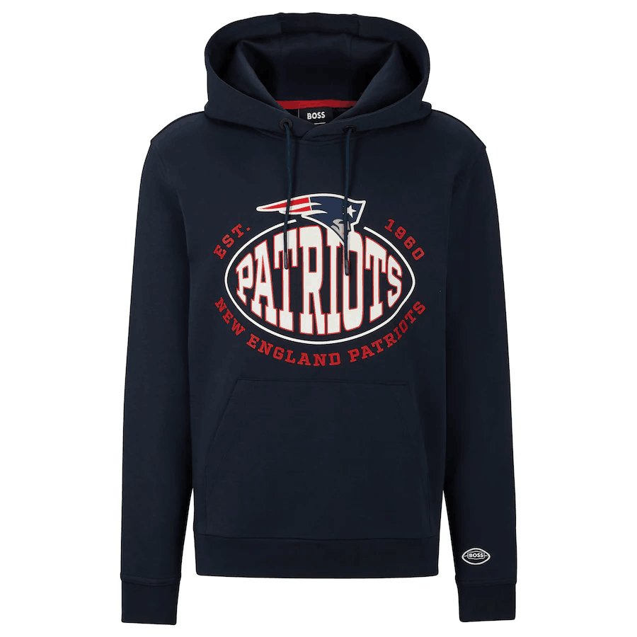 Men's New England Patriots Navy BOSS X Touchback Pullover Hoodie Men's New England Patriots Navy BOSS X Touchback Pullover Hoodie